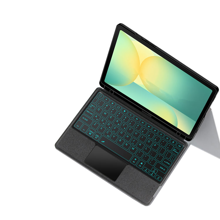 Samsung Galaxy Tab S9FE Keyboard Case with Touchpad, LED Backlight, Stand, and Detachable Design