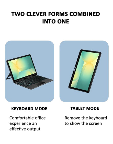 Samsung Galaxy Tab S9FE Keyboard Case with Touchpad, LED Backlight, Stand, and Detachable Design